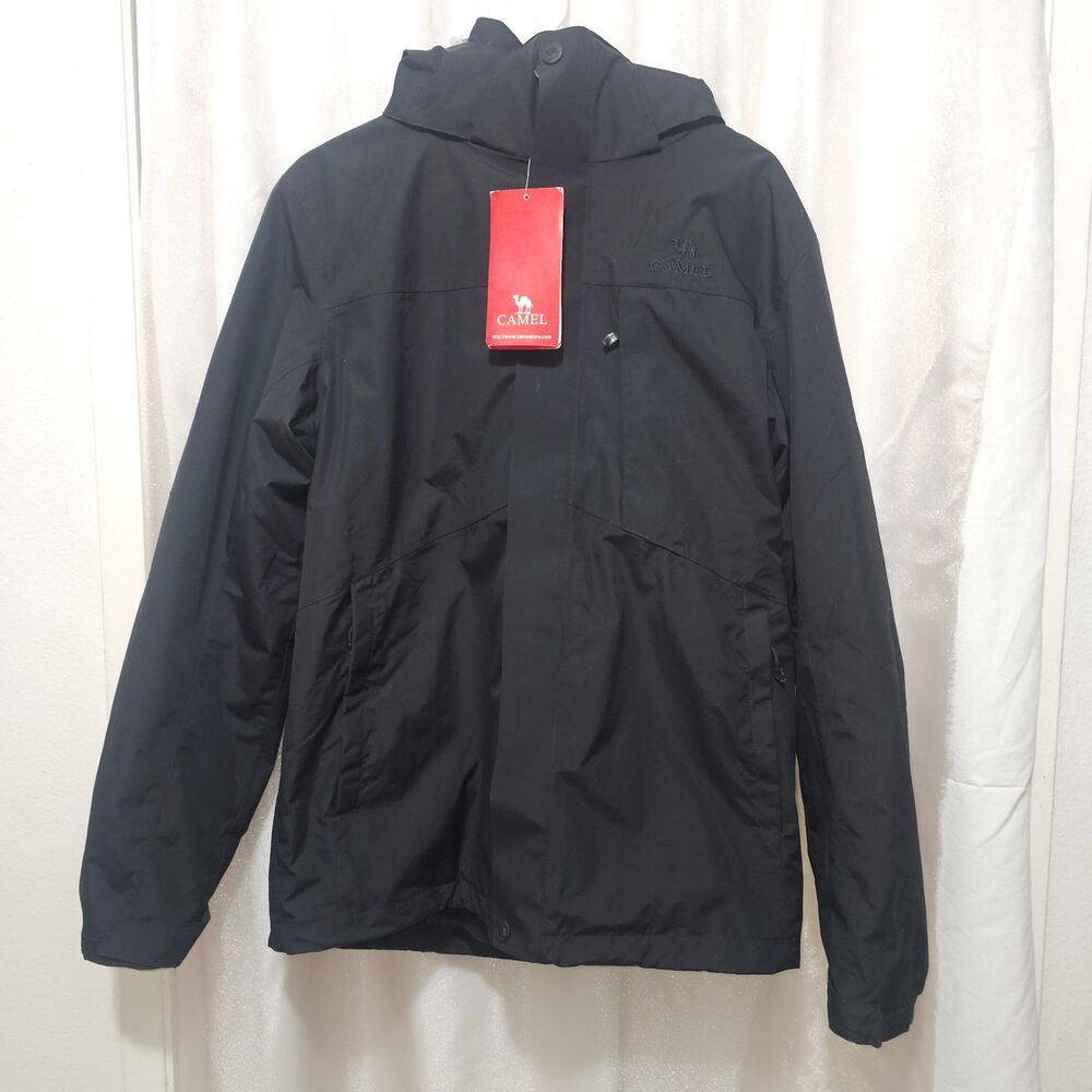 Camel Men's 3-in-1 Waterproof Hooded Outdoor Jacket Black Size Small NWT